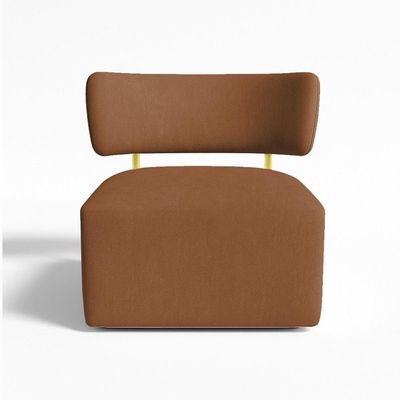 Poltrona Decorativa Orgânica Maya Veludo Ferro Dourado - Pallazio Cor Terracota