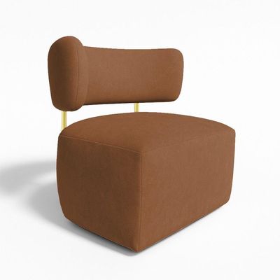 Poltrona Decorativa Orgânica Maya Veludo Ferro Dourado - Pallazio Cor Terracota