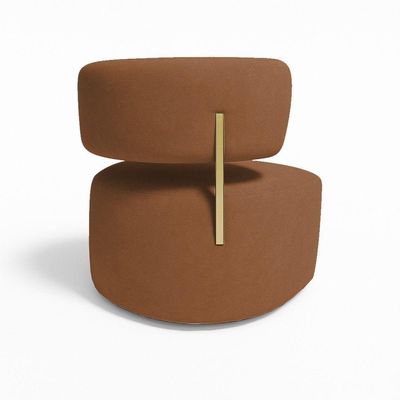 Poltrona Decorativa Orgânica Maya Veludo Ferro Dourado - Pallazio Cor Terracota