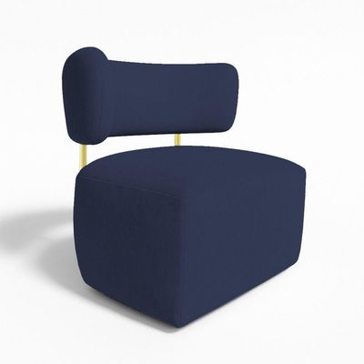 Poltrona Decorativa Orgânica Maya Veludo Azul Marinho Ferro Dourado - Pallazio