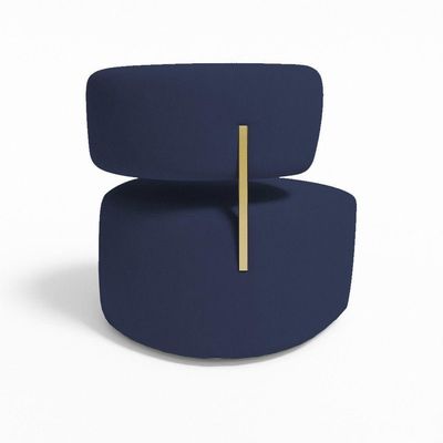 Poltrona Decorativa Orgânica Maya Veludo Azul Marinho Ferro Dourado - Pallazio