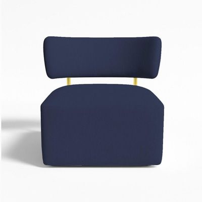 Poltrona Decorativa Orgânica Maya Veludo Azul Marinho Ferro Dourado - Pallazio