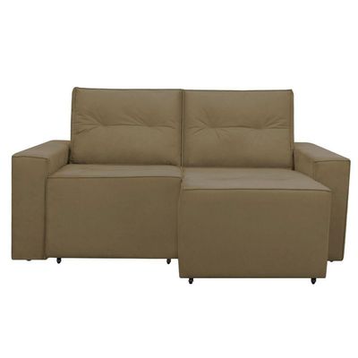 Sofá Retrátil Polo 1,80m Confortavel Para Sala Suede Herrero Cor:marrom Claro