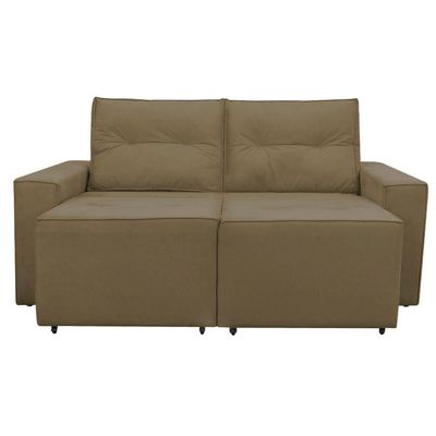 Sofá Retrátil Polo 1,80m Confortavel Para Sala Suede Herrero Cor:marrom Claro