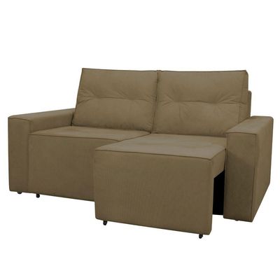 Sofá Retrátil Polo 1,80m Confortavel Para Sala Suede Herrero Cor:marrom Claro