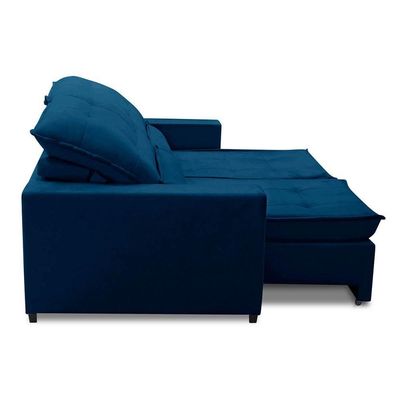Sofa Retratil Reclinavel 2 Lugares 1,90m Atlantis Veludo Azul Marinho Lansofbr