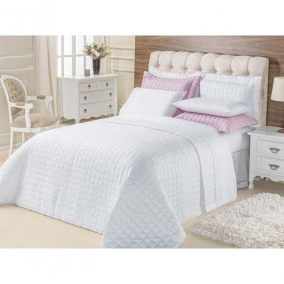 Kit Cobre Leito Top Line Casal Queen 3 Peças 100% Poliéster - Branco