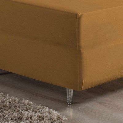 Jogo De Cama Casal Nobre 3 Peças Luva De Box 55cm De Altura Malha 100% Algodão - Cobre