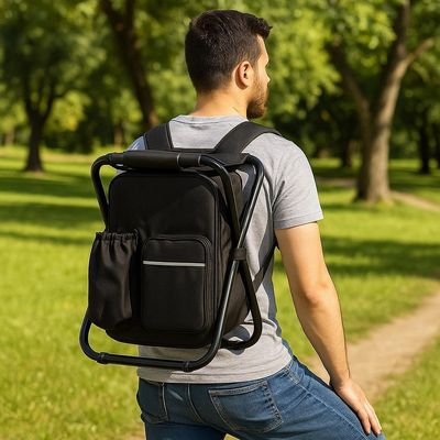 Banqueta Mochila Vira Cadeira Dobravel Bolsa Termica Portatil Multiuso Camping Pesqueiro Pesca