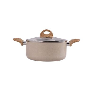 Jogo de Panelas de Indução Brinox Ceramic Life Smart Plus 5 Peças Antiaderente com Tampas de Vidro  Areia Areia