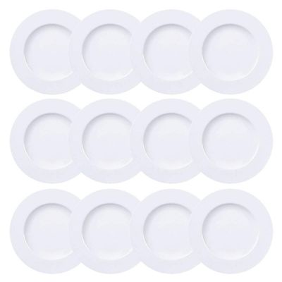 Jogo 12 Pratos Sobremesa Porcelana 21cm Mesa Posta Tramontina Branco Maria Augusta