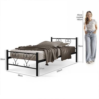 Cama Juvenil Solteiro Tutti Com Colchão Solteiro 88cm Klm Preto