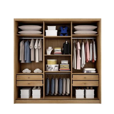 Guarda Roupa Casal 3 Portas 4 Gavetas - Arezzo Plus-cumaru-fendi - Móveis Horizonte