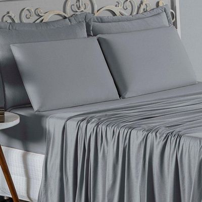 Jogo De Cama Solteiro Nobre 3 Peças Lençol Com Elástico De 30cm De Altura Malha 100% Algodão - Cinza
