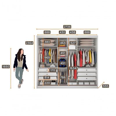 Guarda Roupa Casal Com Espelho 3 Portas 6 Gavetas - Sollo-branco - Móveis Novo Horizonte