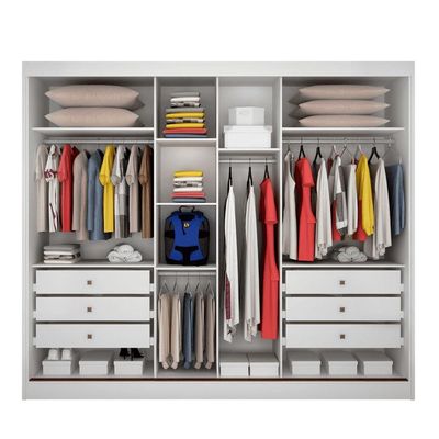 Guarda Roupa Casal Com Espelho 3 Portas 6 Gavetas - Sollo-branco - Móveis Novo Horizonte