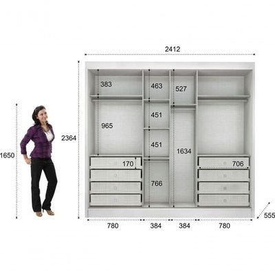 Guarda Roupa Casal 3 Portas 8 Gavetas - Diamond-branco - Móveis Horizonte