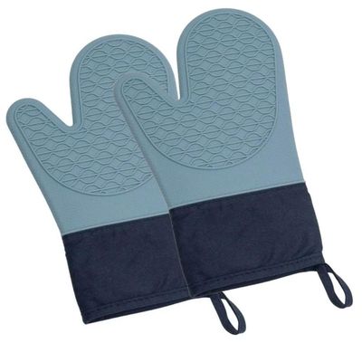 Jogo 2 Luvas Para Forno De Silicone Com Proteção Térmica Oikos Azul Manga Longa 37cm