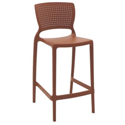 Jogo 4 Banquetas Plásticas Tramontina Summa Safira Cadeiras Altas com Encosto Terracota Bancada Bar
