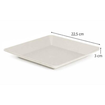 Prato Plástico Quadrado Bege Sobremesa Saladas 22,5cm Ou Avulso Para Servir
