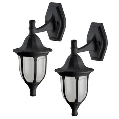 2 Arandelas com Suporte Superior Termoplástico Preto Modena Luminárias de Parede Dital