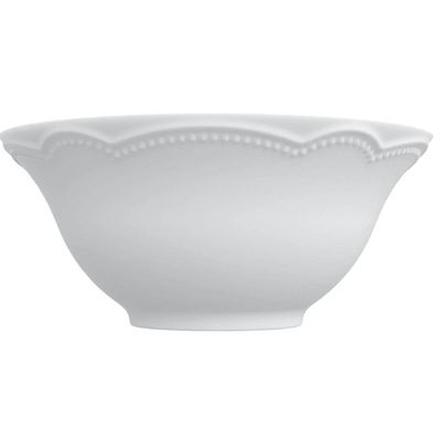 Conjunto 12 Bowls Cottage Tigela Sobremesa 510ml Porcelana Germer Relevo Branco 15cm Servir