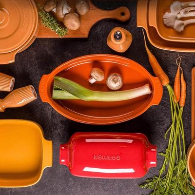 Forma Laranja 38x22cm Travessa Porcelana Germer Oval 2,9L Grande Assar e Servir