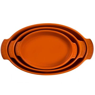 Forma Laranja 38x22cm Travessa Porcelana Germer Oval 2,9L Grande Assar e Servir