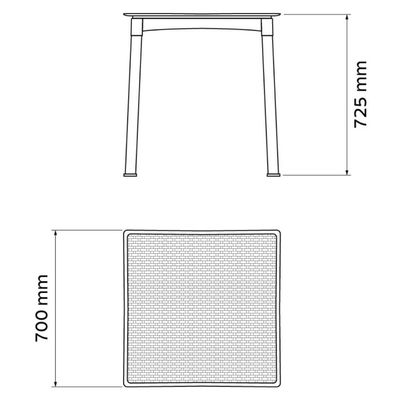 Mesa Quadrada Tramontina 70x72,5cm Plástica Amarela Pernas Alumínio Summa Laura Rattan