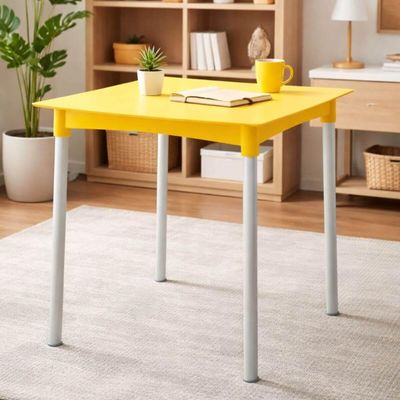 Mesa Quadrada Tramontina 70x72,5cm Plástica Amarela Pernas Alumínio Summa Laura Rattan