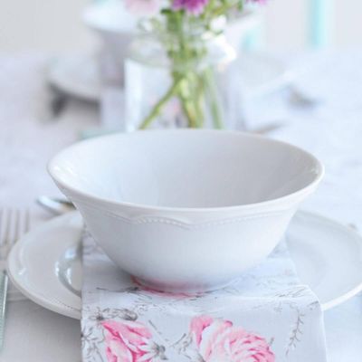 Bowl Relevo Cottage Tigela Sobremesa 510ml Porcelana Branco Avulso 15cm