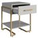 Mesa de Cabeceira Quarto com 1 Gaveta Criado Mudo Industrial 49cm Arenas Champanhe Placa e Ponto