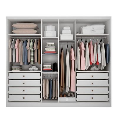 Guarda Roupa Casal 100% Mdf 6 Portas 8 Gavetas - Rizon -branco - Móveis Horizonte
