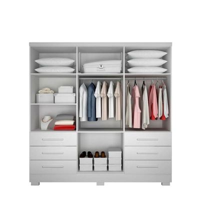 Guarda Roupa Solteiro Com Pés 6 Portas 6 Gavetas - Berlim-branco - Móveis Horizonte