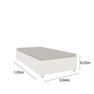 Cama De Solteiro Moderna Box - Monaco-neve - Tcil Móveis