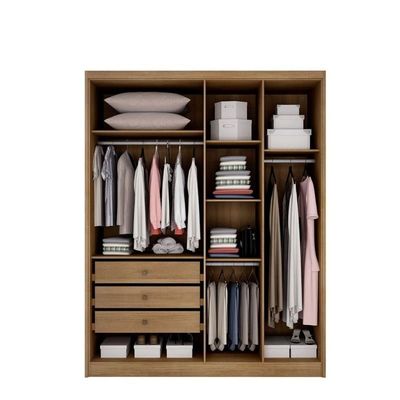 Guarda Roupa Solteiro 4 Portas 3 Gavetas - Moderni -cumaru - Móveis Novo Horizonte