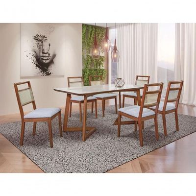 Sala De Jantar Madeira Maciça Com 6 Cadeiras 2,0x1,0 Metros - Luna - Art Salas