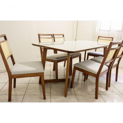 Sala De Jantar Madeira Maciça Com 6 Cadeiras 2,0x1,0 Metros - Luna - Art Salas