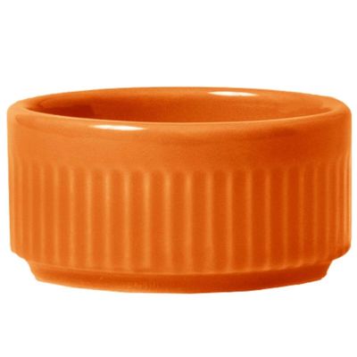 Kit 12 Ramekins Porcelana 50ml Laranja Canelado Germer Assar e Servir Molheira Restaurante Bar