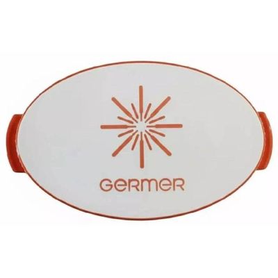 Kit 2 Travessas Assadeiras Oval Grande Laranja Porcelana Refratária 2,9L Assar e Servir Germer