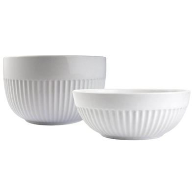 Conjunto Tigela Grande 2990ml e Bowl 630ml Branco Canelado Assar e Servir Germer Cozinha