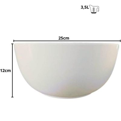 Bowl de Melamina Branco Saladeira 25x12cm Tigela 3,5L Cumbuca Grande Restaurante
