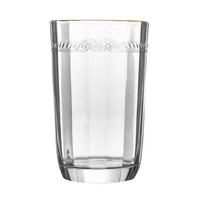 Copo Alto de Cristal Ecológico com Fio de Ouro Imperial 370ml Lyor Servir Suco Água Saborizada