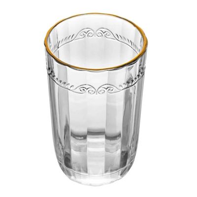 Copo Alto de Cristal Ecológico com Fio de Ouro Imperial 370ml Lyor Servir Suco Água Saborizada