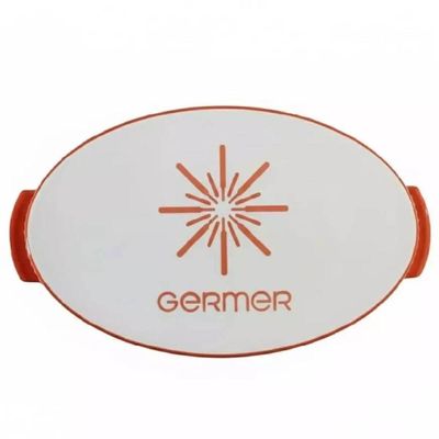 Forma de Porcelana 25x16cm Assar e Servir Germer Laranja Pequena Canelada com Alças