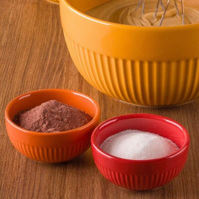 Tigela Laranja Bowl 15cm 630ml Germer Porcelana Média Canelado Assar e Servir