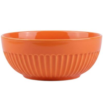Tigela Laranja Bowl 15cm 630ml Germer Porcelana Média Canelado Assar e Servir