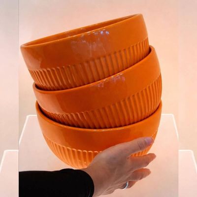Tigela Grande Redonda 22cm Porcelana Laranja Assar e Servir Germer Cozinha