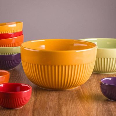 Tigela Grande Redonda 22cm Porcelana Laranja Assar e Servir Germer Cozinha
