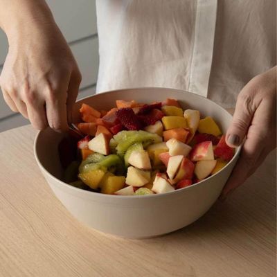 Saladeira Luna 3,5L Tigela Redonda Restaurante Plástico Bege Linha Servir Ou Saladas Sobremesas